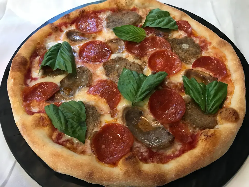 Pizza, front and center. Leo’s Pizza, Astoria.