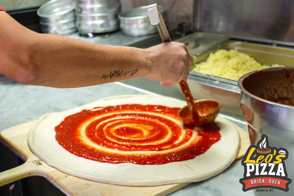 A look inside the kitchen. Leo’s Pizza, Astoria.