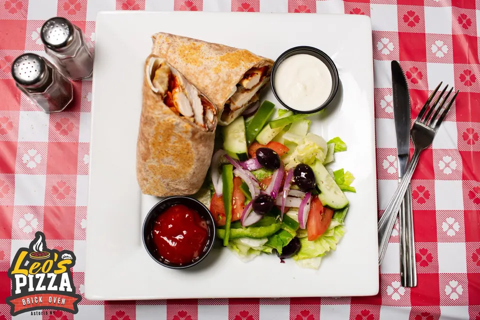 Lunch, wrapped up. Leo’s Pizza, Astoria.